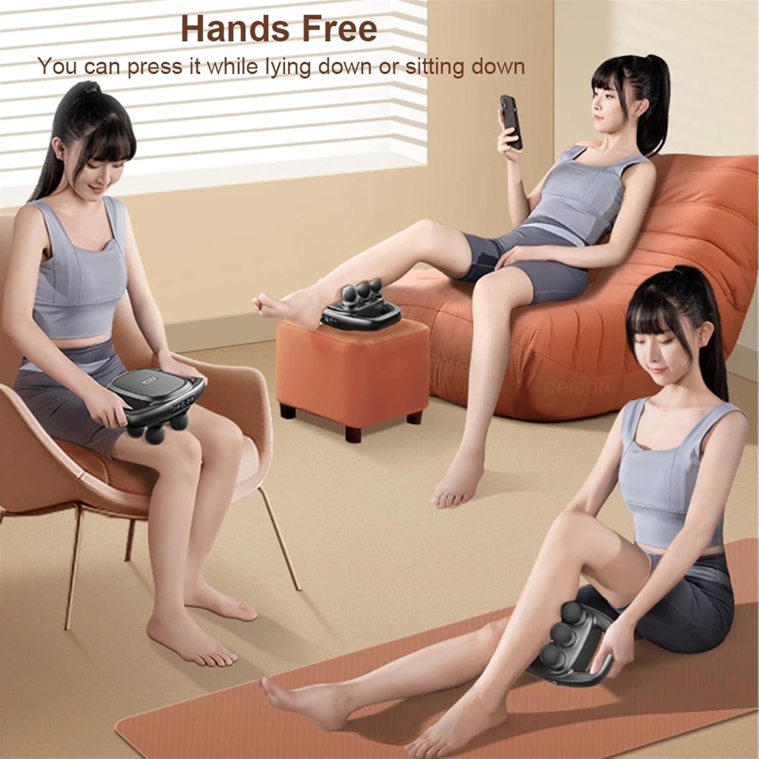Fascia Gun Muscle Massager Gun High Frequency Back Waist Massage Machine Six-Head Body Shoulder Professional Fascia Massage Gun(White)