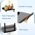 thumbnail image 3 of Towel Racks for Bathroom HONEIER 3 Tier Towel Holder with Shelf & 6 HooksWall Mounted Vertical Rolled Towel Storage Organizer Holder Towel Shelf Organizer for Toilet, Black, 3 of 8