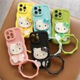 thumbnail image 1 of Funda de teléfono móvil Antiman Hello Cute kitty a prueba de golpes, molde 3d de TPU, carcasa de teléfono de gato de dibujos animados con espejo para Iphone 14 13 12 11 XR, 1 of 3