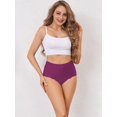 thumbnail image 4 of Women No Show High Waisted Panties Tagless Wave Edge Full Coverage Ladies Briefs  Red M, 4 of 8