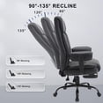 thumbnail image 4 of Reclining Office Chair with Footrest, Ergonomic Leather Computer Executive Chair with Wheels, Recliner Office Desk Chairs, 400LB Big and Tall Office Chair with Lumbar Support for Home Office,Black, 4 of 7