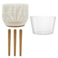 thumbnail image 6 of Casafield Floor Planter with Wood Legs in White, Planter Basket with Stand, Large Plant Pot Cover with Liner, 6 of 7
