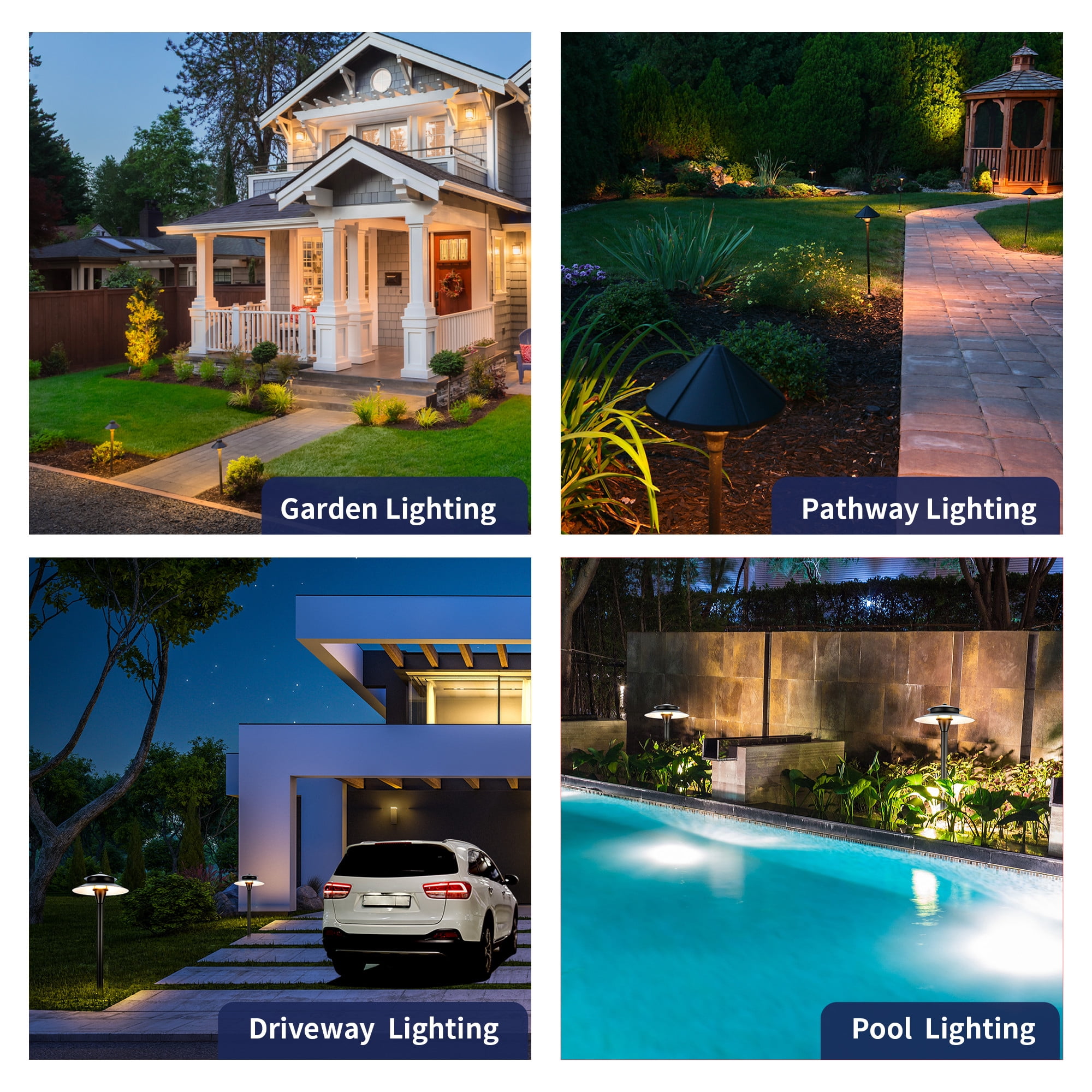 Gardenreet Brass Low Voltage Pathway Lights, 12V Outdoor LED Landscape Path Lights(Double Hat) for Walkway Driveway Garden Yard with 3W 2700K Warm White LED G4 Bulb