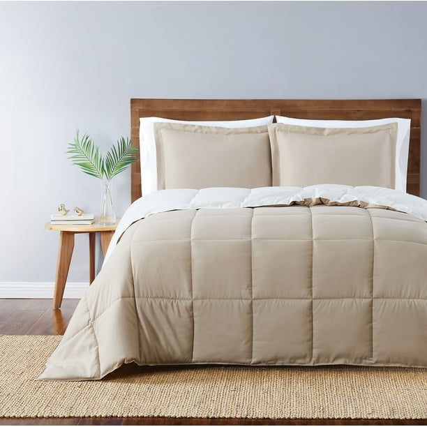 Truly Soft Everyday Khaki and Ivory Reversible Twin XL Comforter Set