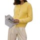 thumbnail image 1 of Cárdigan Informal de Mujer, Cuello Redondo, Estilo Holgado y Relajado, Tejido de Punto, Ideal para Salir. Amarillo Talla Única, 1 of 10