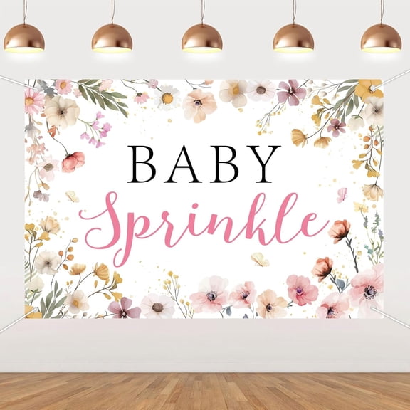 6x4FT Wildflower Baby Shower Backdrop Sprinkle Flower Theme Baby Shower Photography Background for Girl Little Wildflower Floral Gender Reveal Party Decorations Banner Supplies Photo Booth Props
