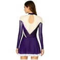 thumbnail image 2 of SiiRoh Women's Sparkly Rhinestone Figure Skating Dress Long Sleeve Keyhole Back Lyrical Dance Dress Purple 3XL, 2 of 6