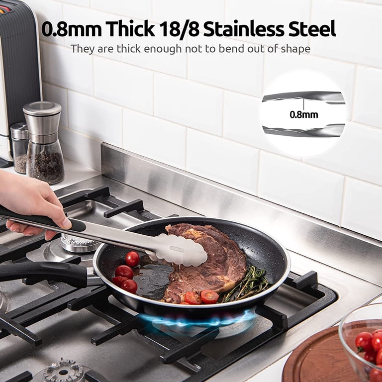 U-Taste 18/8 Stainless Steel Kitchen Tongs, 12 in, Black photo 8