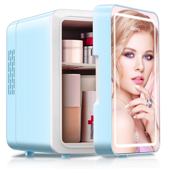 Reemix Mini Fridge 4L, 6 Can Portable AC+DC Power Cooler, Aqua