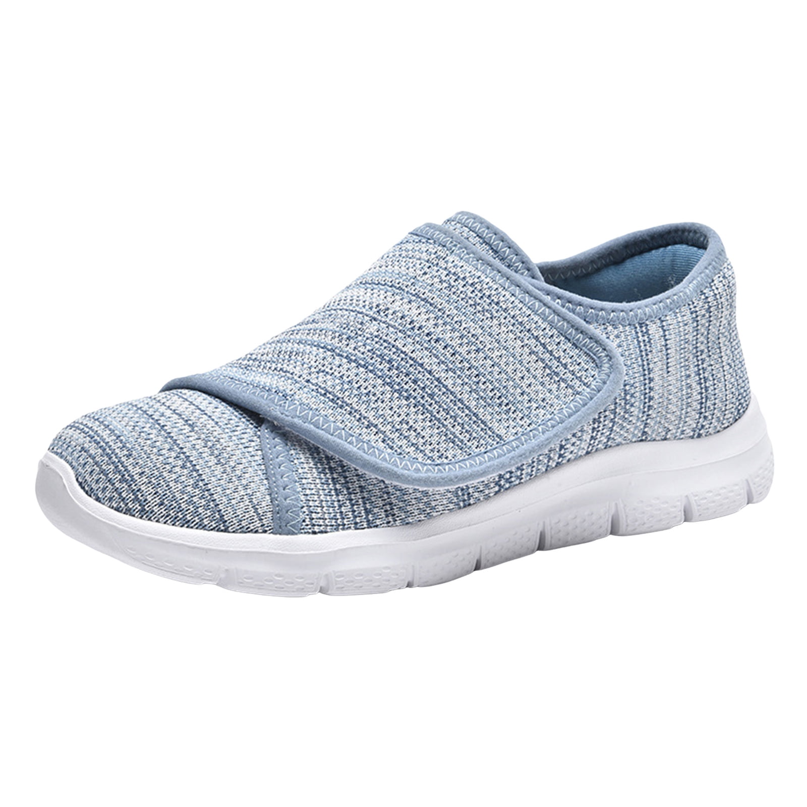 Women's Slip On Canvas Casual Shoes Wide Toe Box Lightweight Sneakers Hook and Loop Non Slip Teenis Shoes Blue Size 10