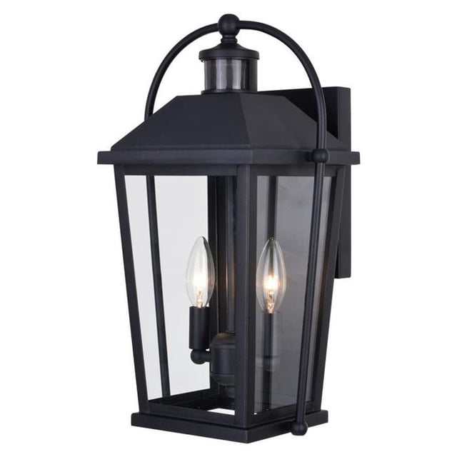 Vaxcel International T0637 9.5 in. Lexington 2 Light Dualux Outdoor Motion Sensor Wall Light, Textured Black