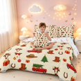 thumbnail image 4 of Manfei Rustic Western Christmas 7-Piece Twin Bedding,Farmhouse Horse Bull Skull Bedding Comforter Set,Yellow Orange,Christmas Reversible, 4 of 6