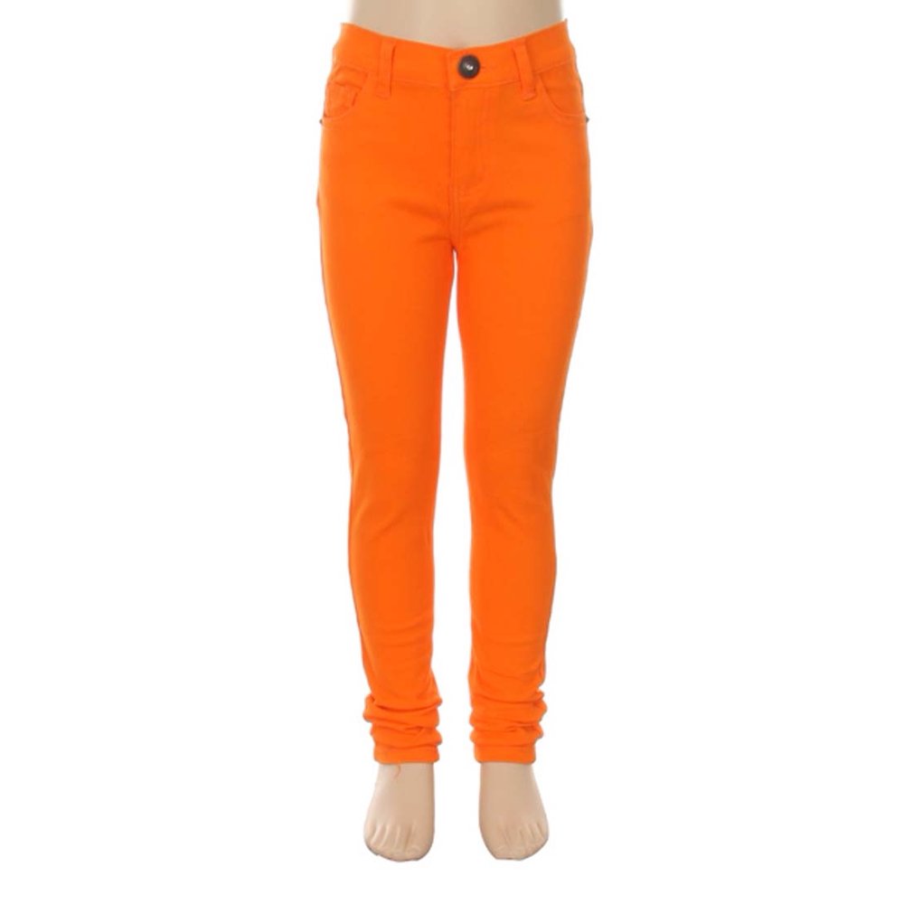 Crazy4Bling Girls Stretchable Skinny Jeans in Bright Orange, Size 4