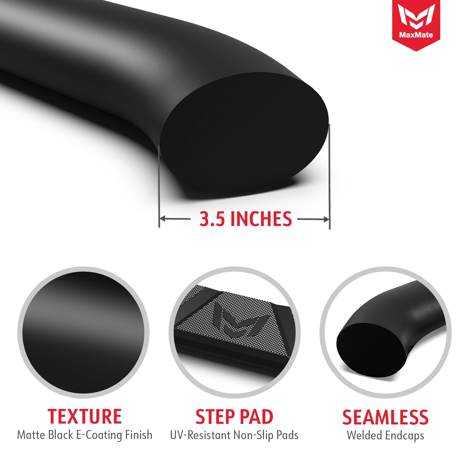 MaxMate 3.5" Oval Nerf Bar Side Steps Compatible with 2019-2026 Ford Ranger | Supercrew Cab | SS2F35148MX | Side Rails Running Boards