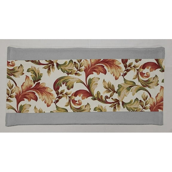 Autumn Fall Floral Leaves Terrycloth Bathmat (Gray)