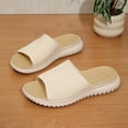 thumbnail image 6 of Womens Breathable Mesh Slip On Slide Sandals, Lightweight Cushioned Non-Slip EVA Sole, Beige,Size 7, 6 of 8