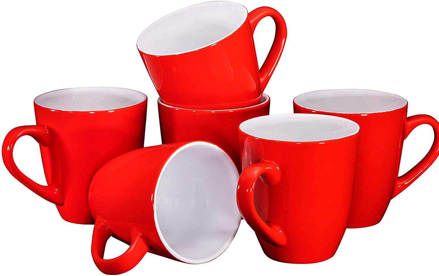Coffee Mug Set Set of 6 Largesized 16 Ounce Ceramic Coffee Mugs Restaurant Coffee Mugs, Red