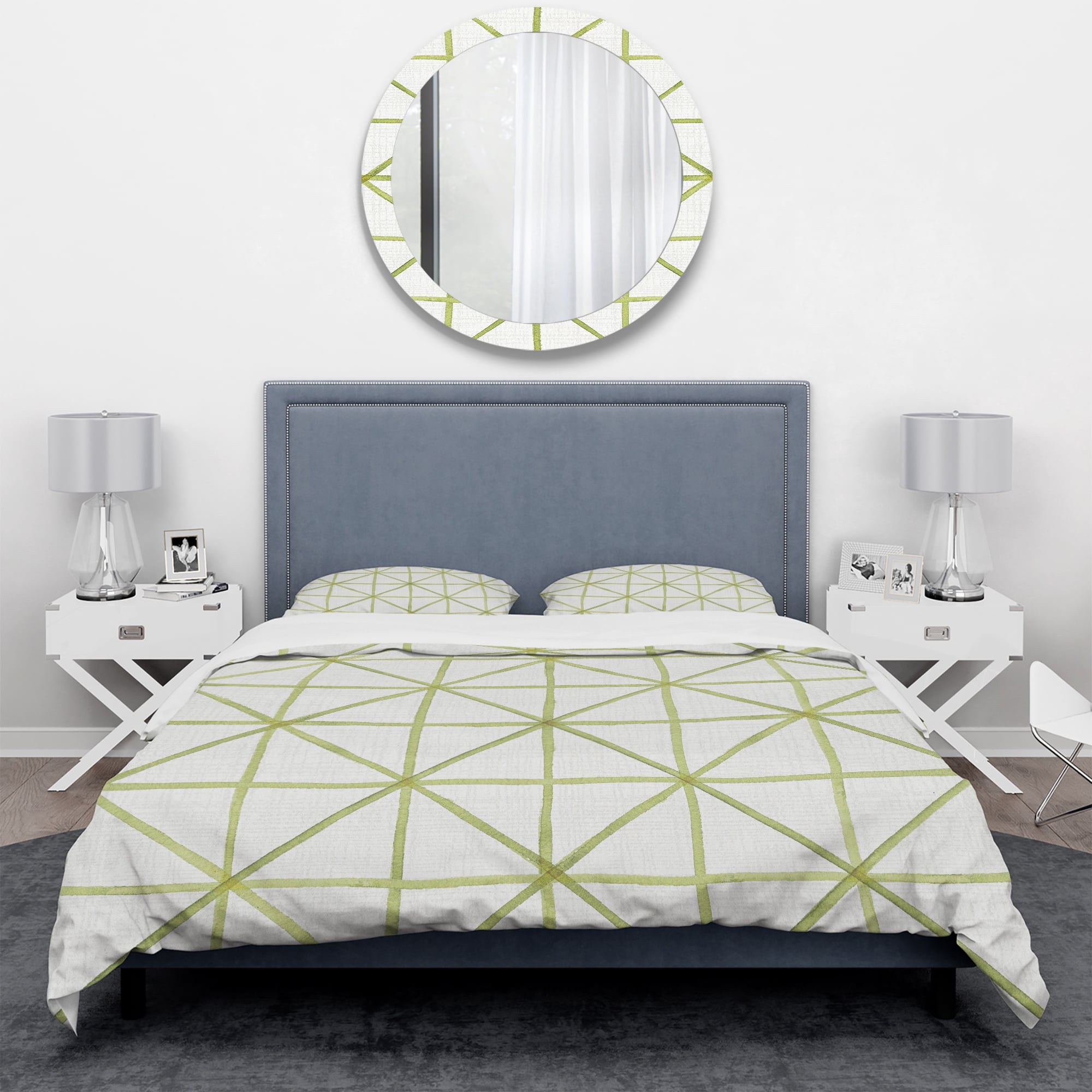 Designart 'geometric Green Triangle II' Geometric Duvet Cover Set