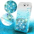 thumbnail image 2 of Compatible for Samsung Galaxy J7 V / J7 2017 / J7 Prime / J7 Perx / J7 Sky Pro/Galaxy Halo Case, with [Temper Glass Screen Protector] SOGA Diamond Liquid Quicksand Phone Cover [Clear/Teal], 2 of 6