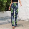 thumbnail image 3 of Tropical Leaf Pattern Dark Background High Waisted Casual Flared Trousers Summer Home Pants Gift Street Fashion Night Club Big Size Trousers, 3 of 5