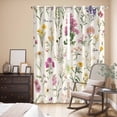 thumbnail image 3 of Wildflowers Kitchen Curtains 96 Inch Length, Blossoming Botanical Prints Garden Floral Grommet Top Bedroom Living Room Curtains, Light Filtering Cafe Curtain Drapes 2 Panels Set 104''x96'', 3 of 9