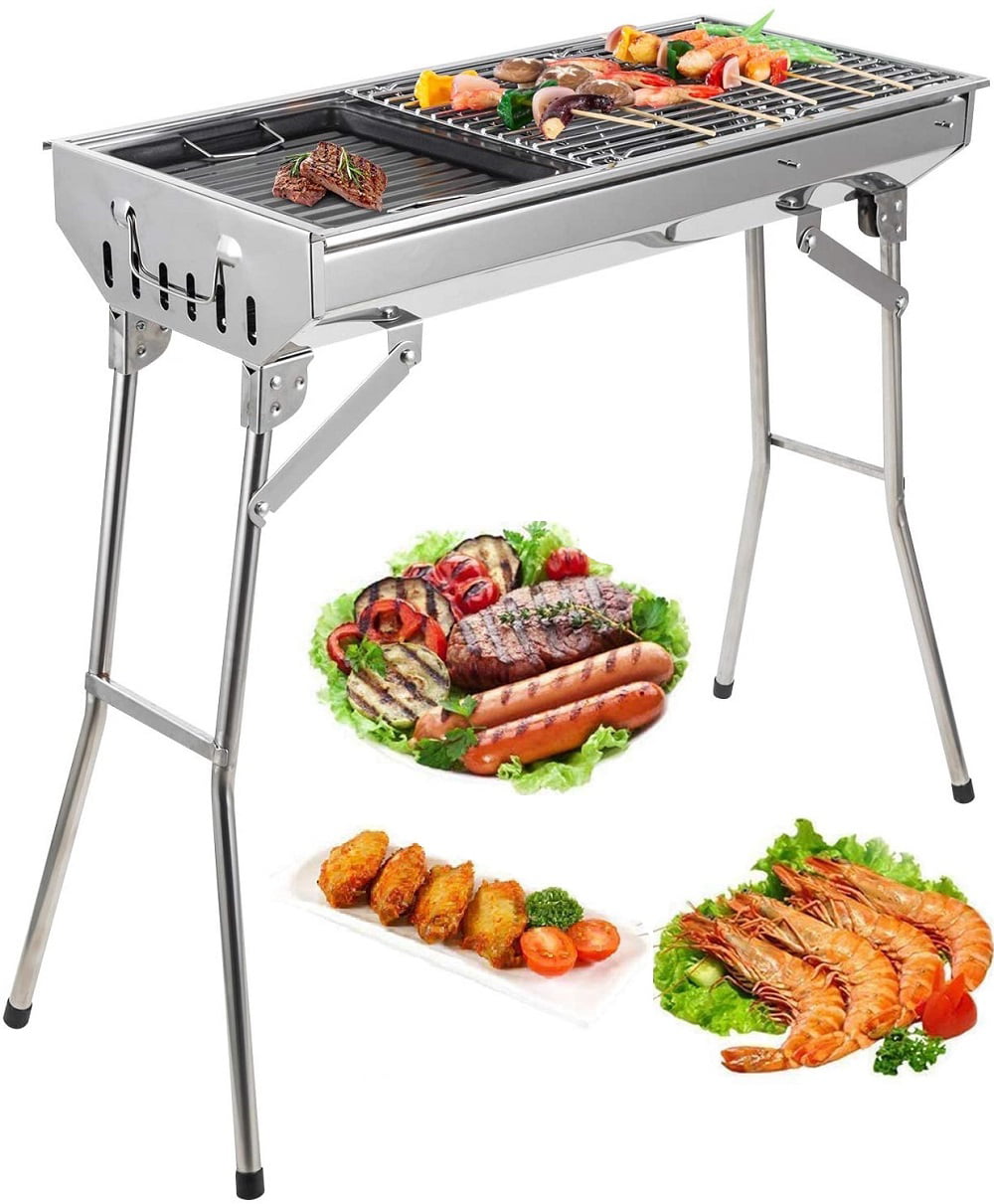 Foldable Charcoal Grill Barbecue Portable BBQ Stainless Steel for Camping Garden