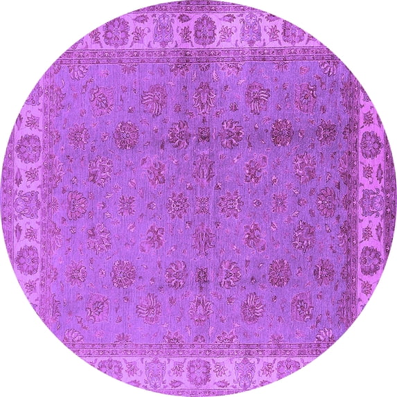 Ahgly Company Indoor Round Oriental Purple Industrial Area Rugs, 3' Round