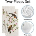 thumbnail image 2 of Absorbent Soft Hand Fingertip Towels, 2 Pcs Face Bath Towels Set Birds Flower Branch on Light Beige Washcloths for Bathroom Hotel Kitchen, 30"x15", 2 of 6