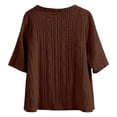 thumbnail image 5 of Women's Plus Size Hollow Out Cardigan, 3/4 Sleeve Loose Knit Open Front Top, Lightweight Breathable Layering Sweater for Spring Fall Summer Daily Wear Brown, 5 of 6
