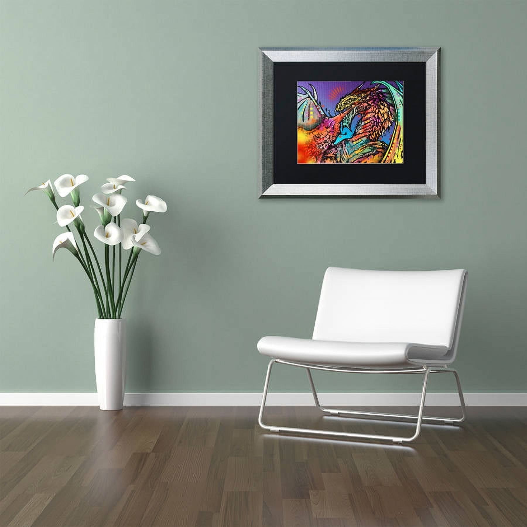 Trademark Fine Art "Dragon" Canvas Art by Dean Russo, Black Matte, Silver Frame