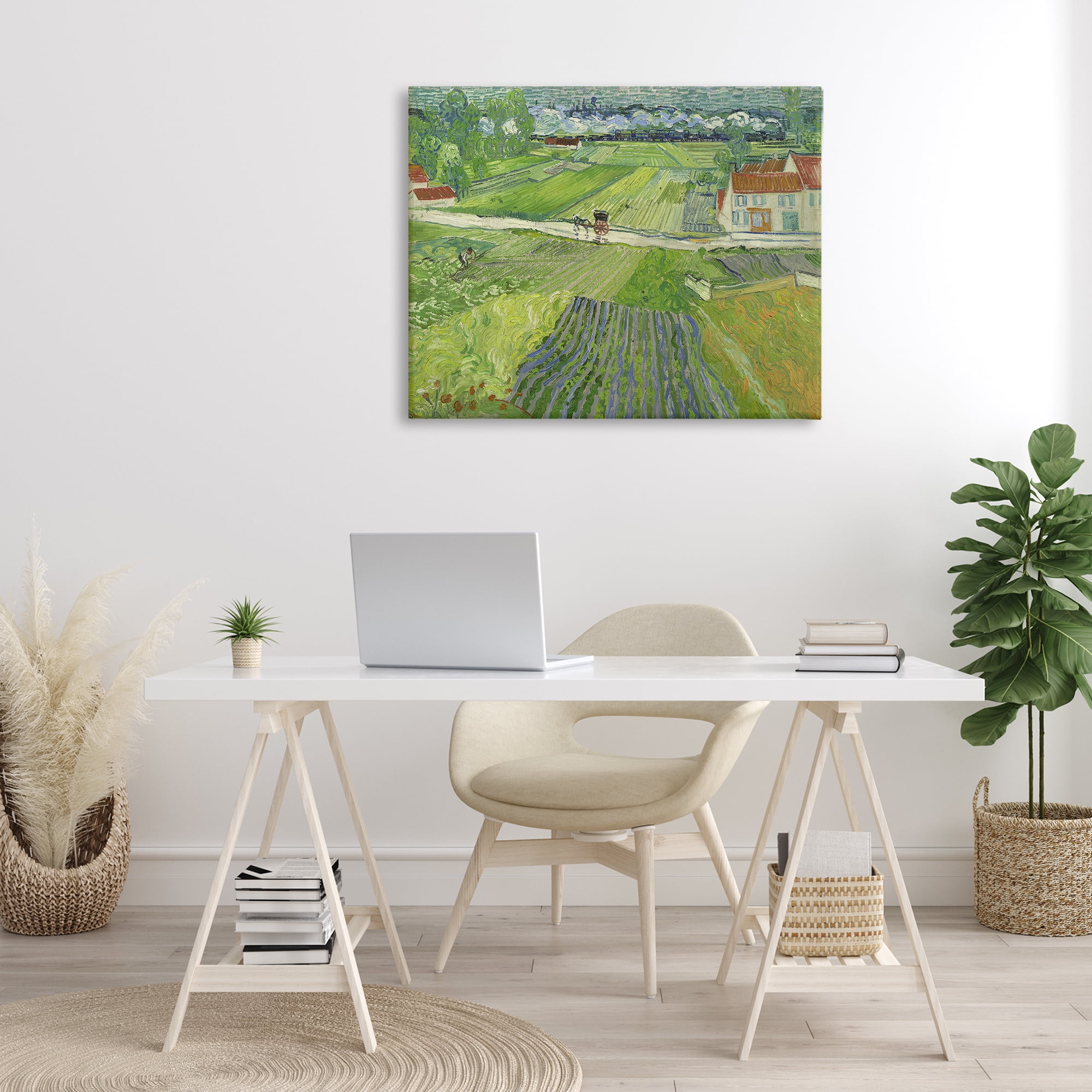 Stupell Industries Van Gogh Carriage & Train Landscape Landscape & Nature Painting Wrapped Canvas Art Print Wall Art, 40 x 30