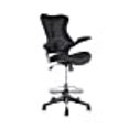 thumbnail image 3 of Office Factor Tabouret Commis Caissier Chaise de Dessin Réception Maille Noire Accoudoirs Relevables Siège Moulé avec Mécanisme à une Poignée Simple (Tabouret Tissu Maille Noir), 3 of 5