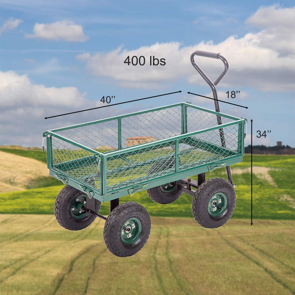 FDW Garden Carts Outdoor Steel Heavy Duty Beach Lawn Yard Landscape，40"D x 18"W x 34"H