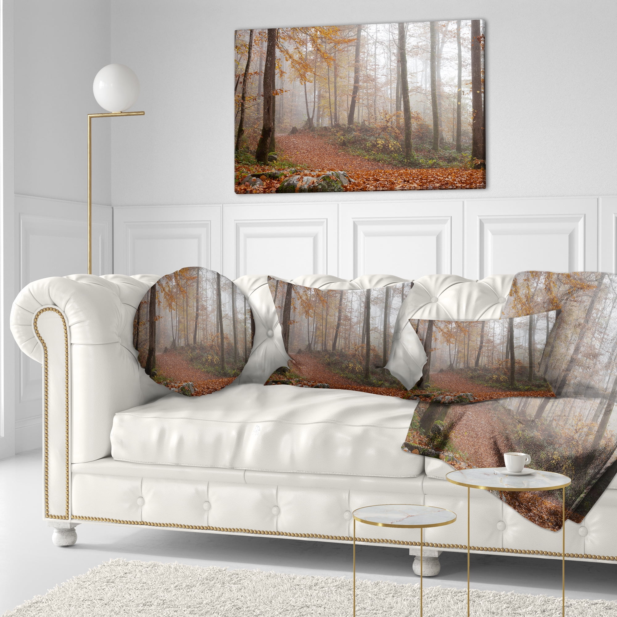 Designart Autumn Forest in Germany - Landscape Photography Throw Pillow - 12x20