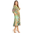thumbnail image 3 of Sakkas Sole Women's Casual Boho Floral Print V neck Swing Long Sleeve Dress Midi - 580-Turq - L/XL, 3 of 5