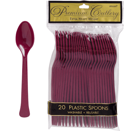 ELEGANI Berry Color Theme Tableware for Special Occasions  Wedding  Parties  Birthdays and Graduation' Berry Premium Plastic Spoons 20ct