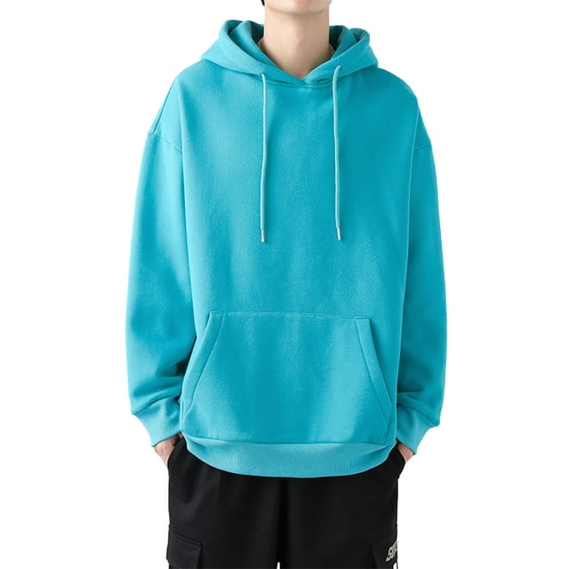LUXUR Chandails à Capuchon d'Hiver Décontractés pour Hommes à Manches Longues, Bleu Lac, 4TG