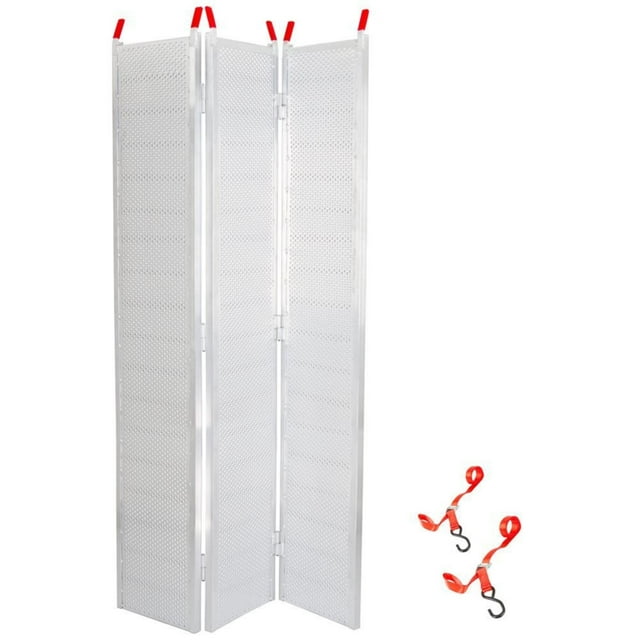 Black Widow 7’ 10” Punch Plate Aluminum Wide Folding ATV Ramp, 1500 Pound Capacity, Silver