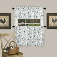 thumbnail image 3 of Kitchen Curtains and Valances Set, Blue Flower Leaf Spring Summer Floral Short Rod Pocket 3 Pieces Window Curtain Set for Bedroom, Bathroom, 24 Inch Long, 3 of 6