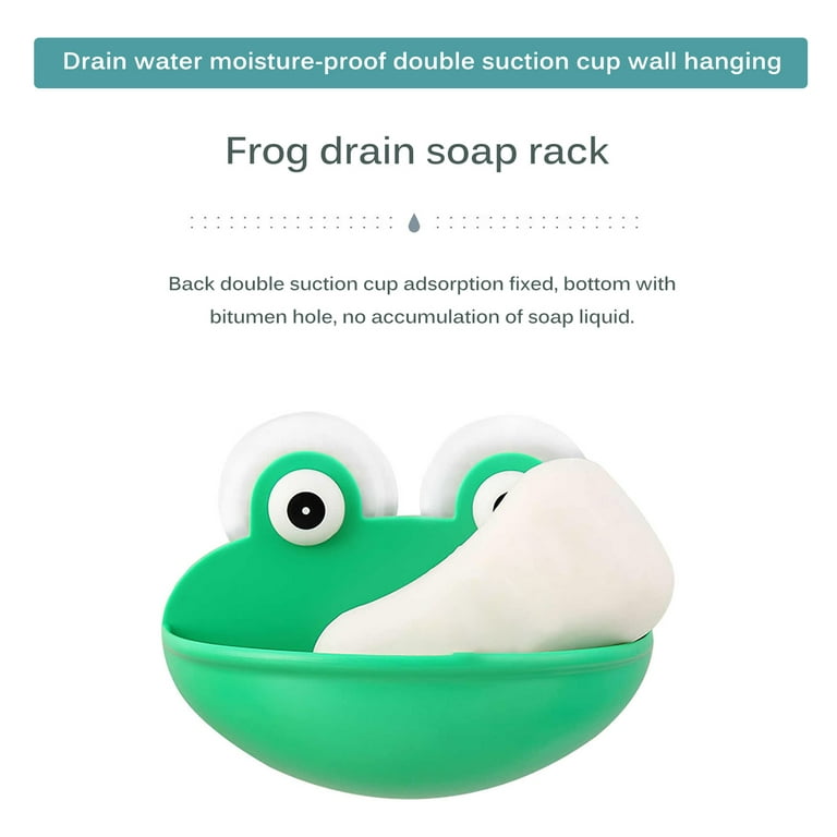 Familyhouse Lovely Frog Suction Cup Soap Dish Soap Sponge Holder for Kids Bathing