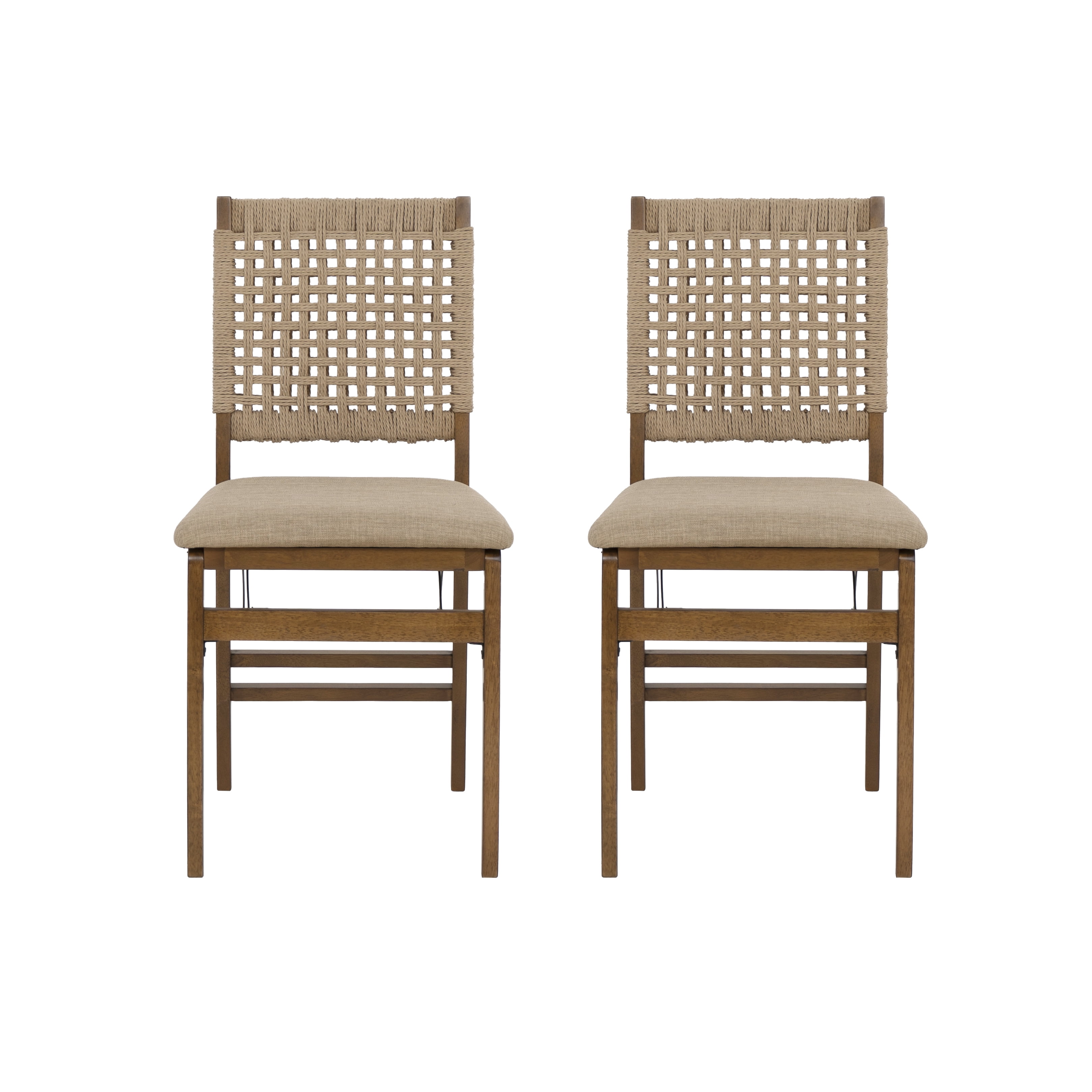 Linon Foster Woven Back Folding Dining Chair, Set of 2, Natural