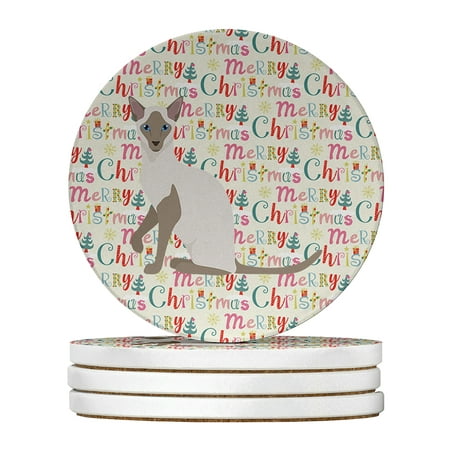 

Siamese Modern Cat Christmas Large Sandstone Coasters Pack of 4 4 in x 4 in