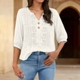 thumbnail image 3 of TRUBKH embroidered shirts Cotton Boho Tops for Women Boho Tops V Neck Shirts Bohemian Clothes Button Down Floral Shirts Summer Blouses for Women Breathable Embroidered Floral Embroidered White M, 3 of 7