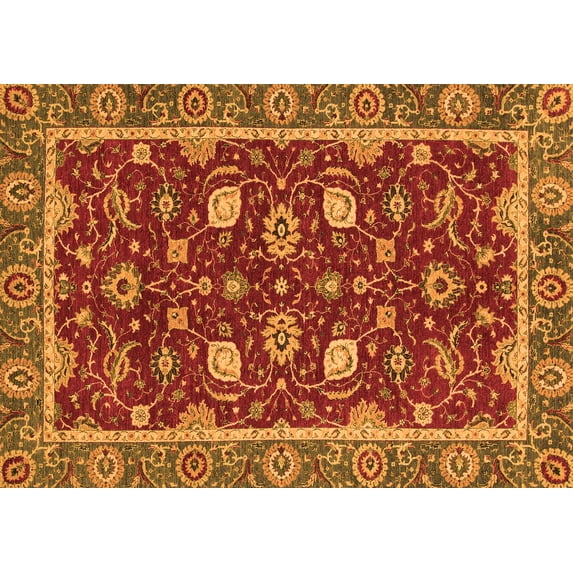 Ahgly Company Indoor Rectangle Oriental Orange Modern Area Rugs, 2' x 3'