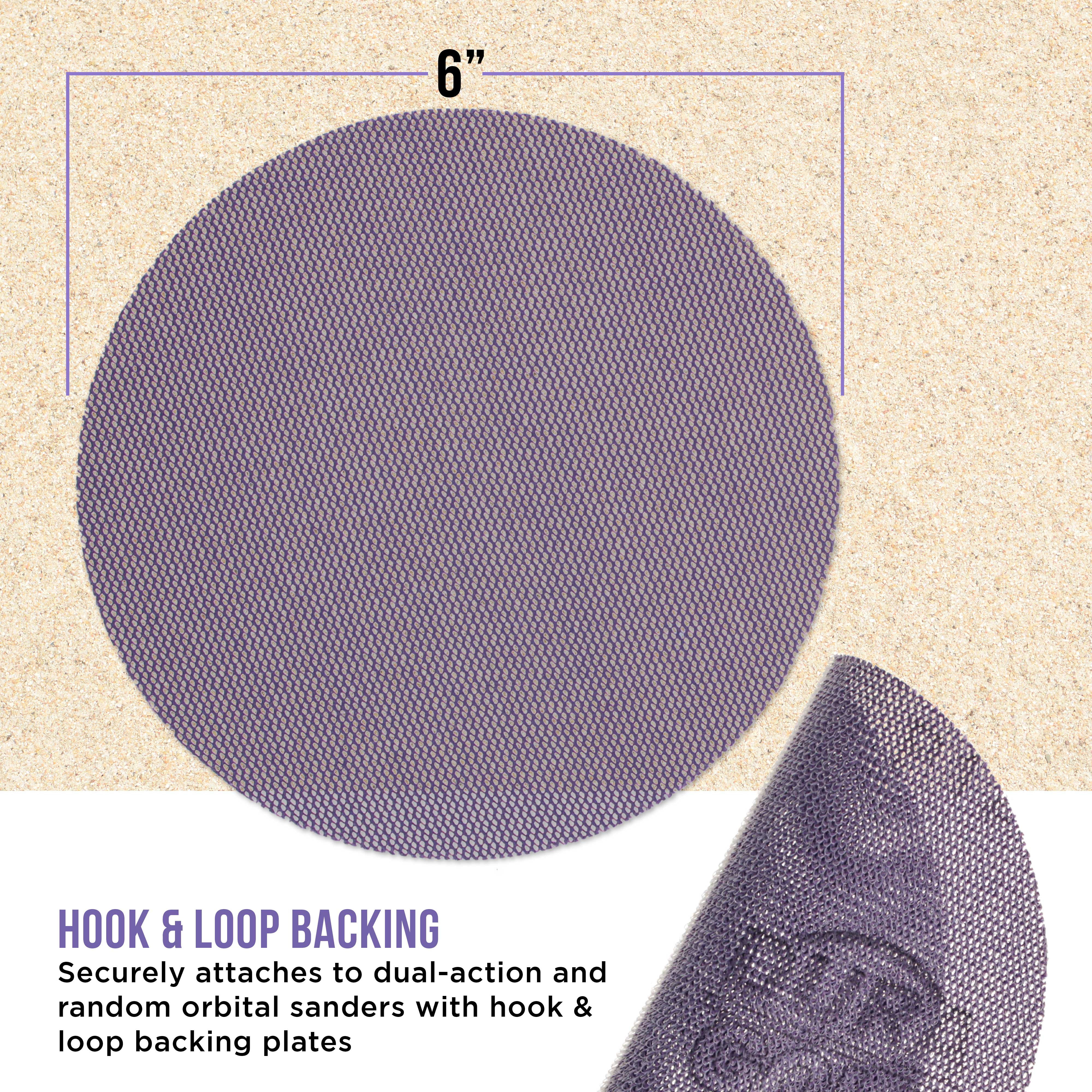 Dura-Gold Premium 180 Grit 6" Purple Ceramic Mesh Sanding Discs, Box of 30 - Dustless Hook & Loop Backing Sandpaper for DA & Random Orbital Sanders - Long-Lasting Fast Cut - Woodworking, Auto Paint