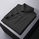 thumbnail image 2 of Camiseta de verano de seda de hielo sin costuras elástica de manga corta con solapa a rayas para hombre, camiseta holgada informal para hombre, 2 of 5