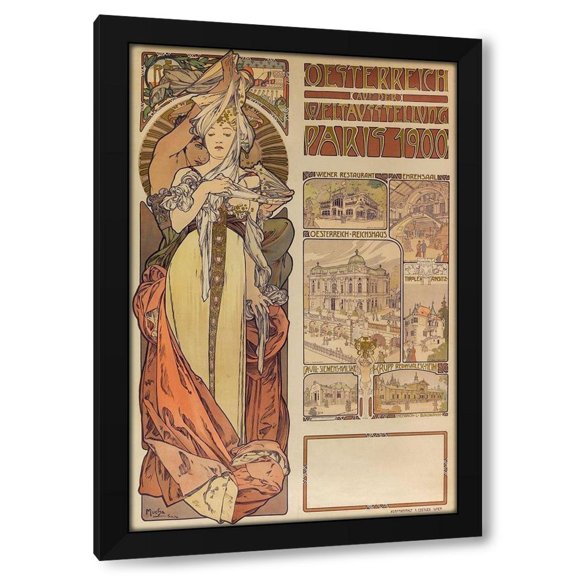 Mucha, Alphonse 11x14 Black Modern Framed Museum Art Print Titled - Poster Austria at the World Exhibition Paris 1900