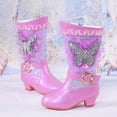 thumbnail image 3 of Chenyee Girls Mid Calf Cowboy Boots Glitter Rhinestone Bowknot Princess Shoes Toddler Western Riding Booties, 3 of 6