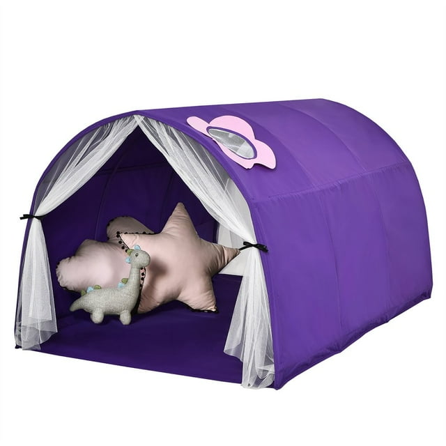 YOPTOP Tente de Lit pour Enfants Tente de Jeu Maisonnette Portable Lit Simple avec Sac de Transport Bleu, Violet