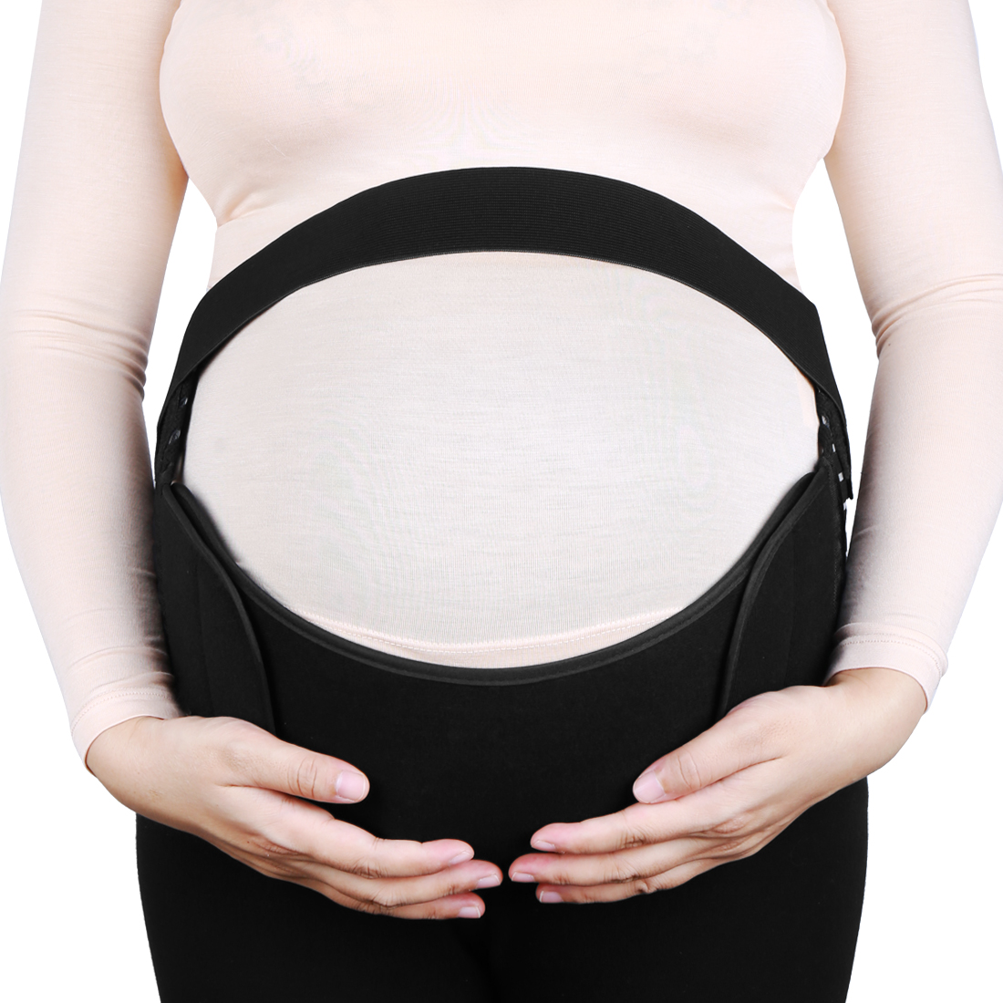 Unique Bargains Maternity Antepartum Belt Pregnant Women Abdominal Support Waist Belly Band Back Brace Black S